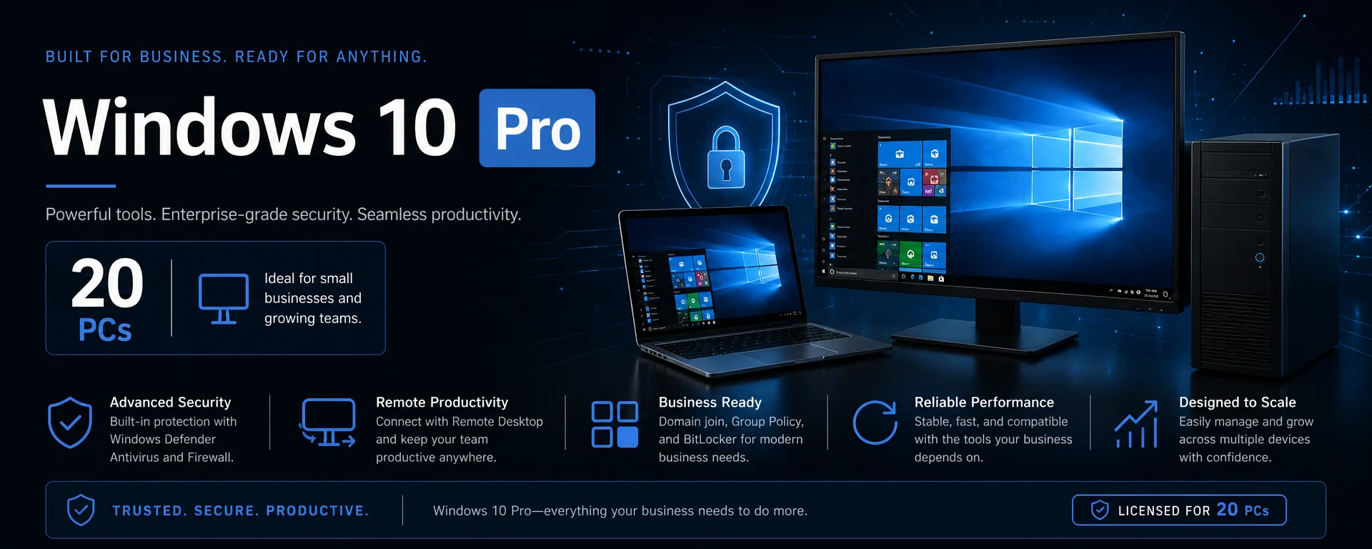 Windows 10 Pro for 20 PCs - Global License