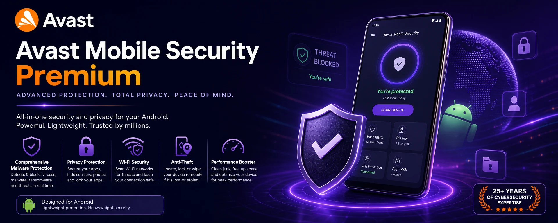 Avast Mobile Security Premium for Android - 1 Year License