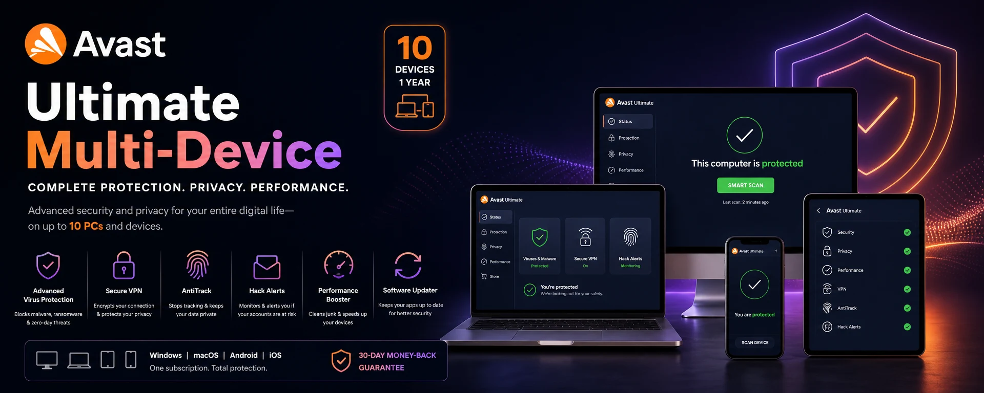 Avast Ultimate Multi-Device 1 Year 10 PCs