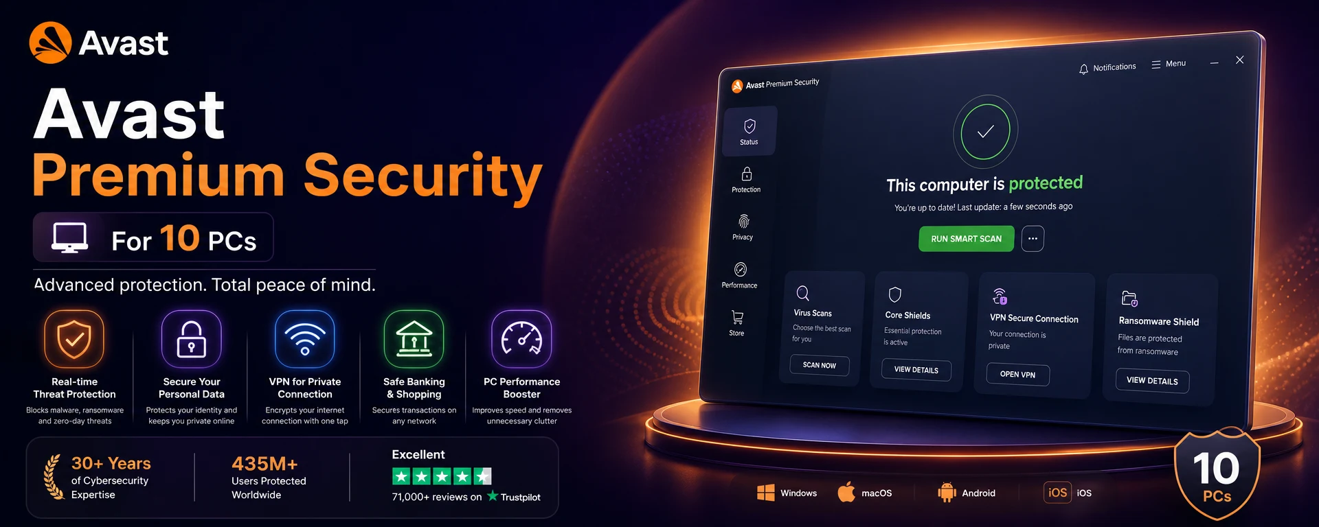 Avast Premium Security software box for 10 PCs