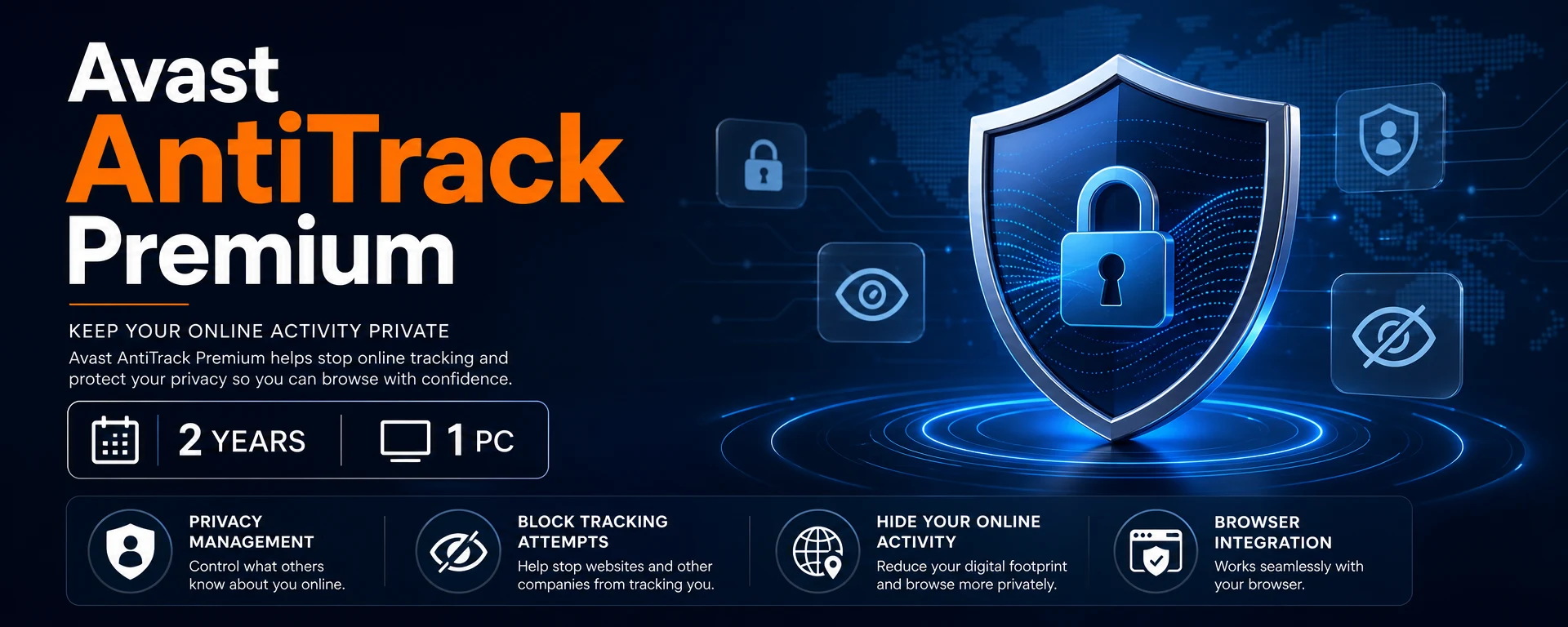 Avast AntiTrack Premium 2 Years for 1 PC - Privacy Protection Software