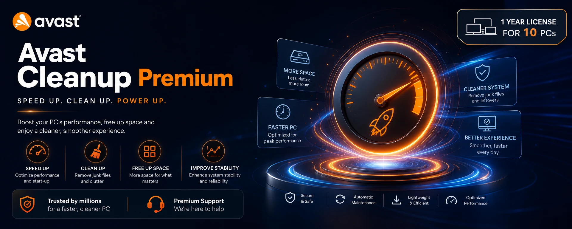 Avast Cleanup Premium 1 Year 10 PCs License