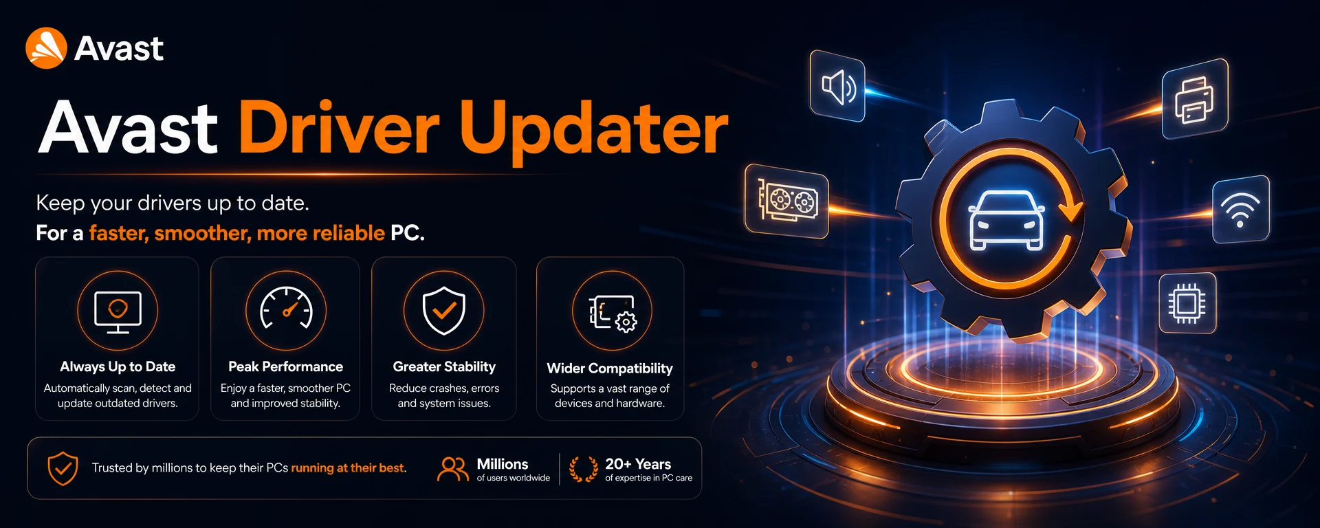Avast Driver Updater 3 Years 3 PCs Software