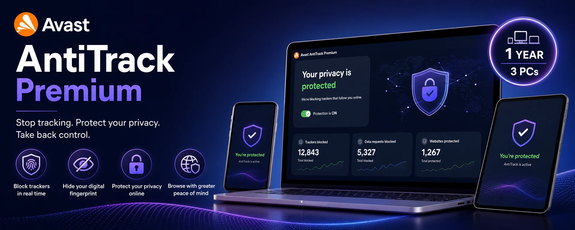 Avast AntiTrack Premium 1 Year License for 3 PCs