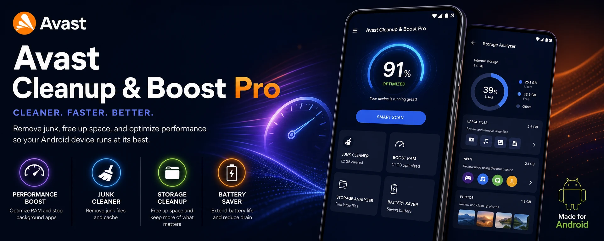 Avast Cleanup & Boost Pro for Android - 1 Year License