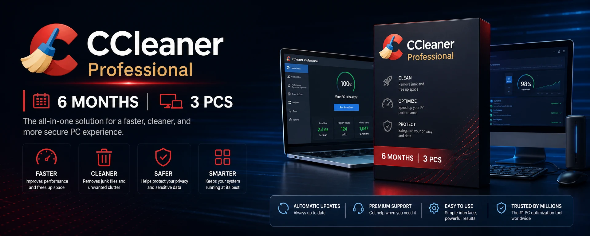 CCleaner Professional 6 Months License for 3 PCs