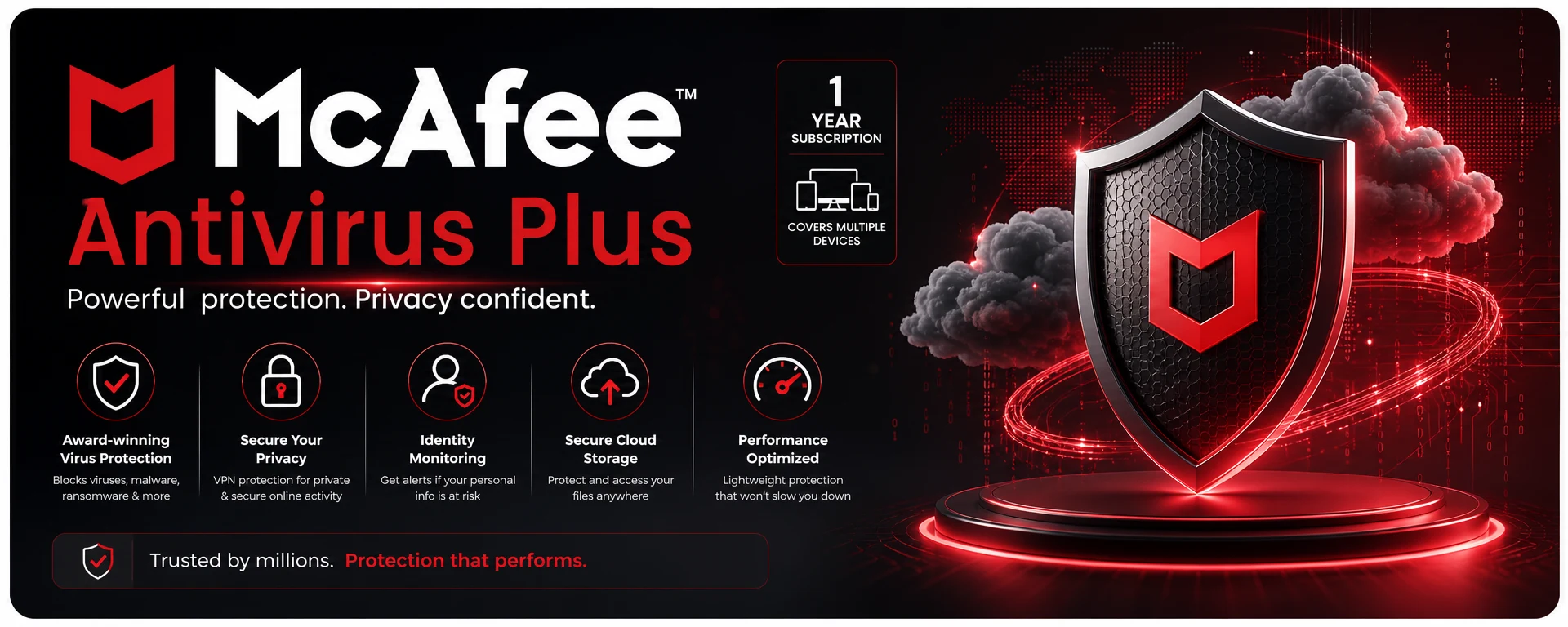 McAfee Antivirus Plus 1 Year 10 PCs