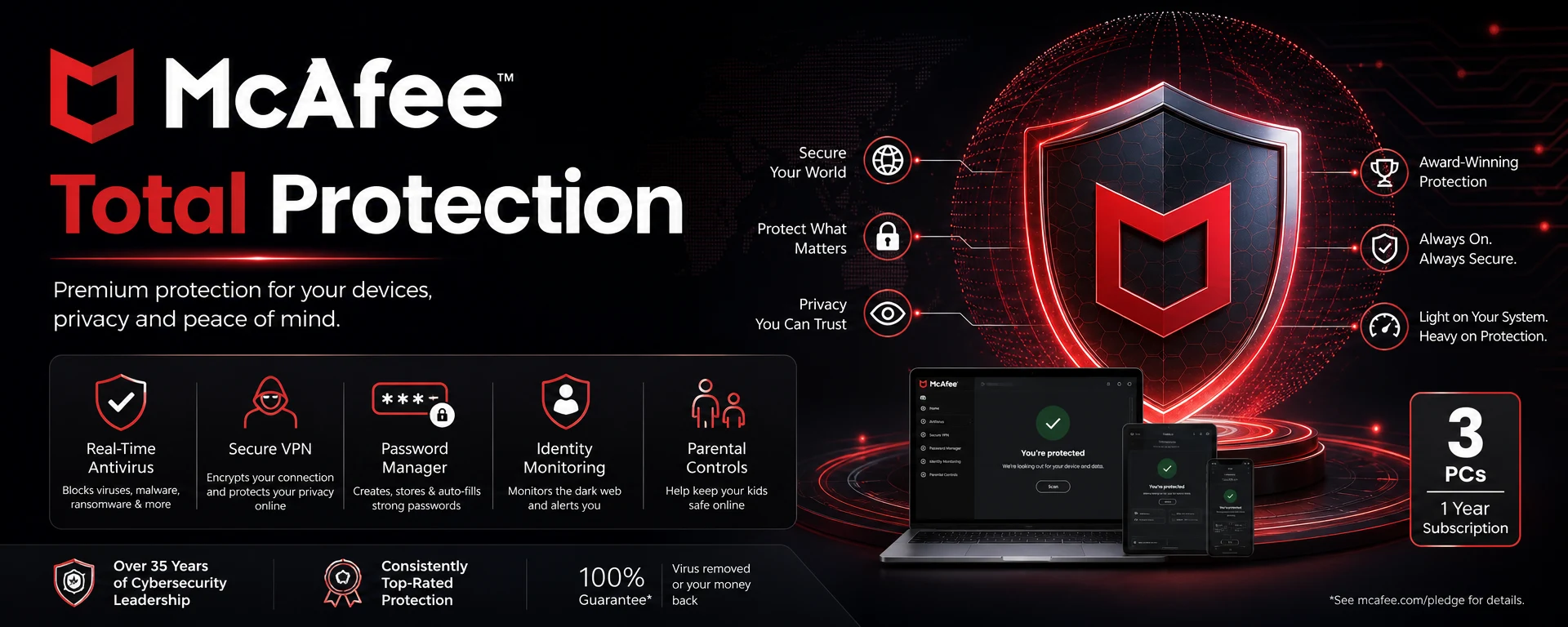 McAfee Total Protection 1 Year for 3 PCs