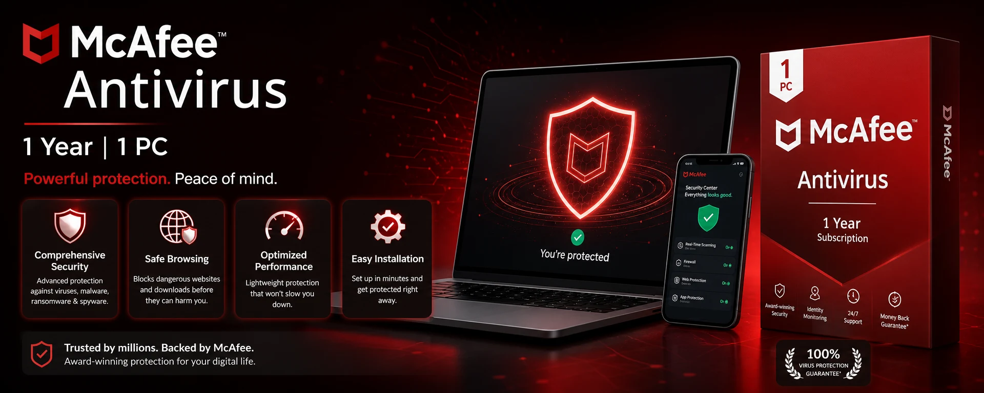 McAfee Antivirus 1 Year 1 PC