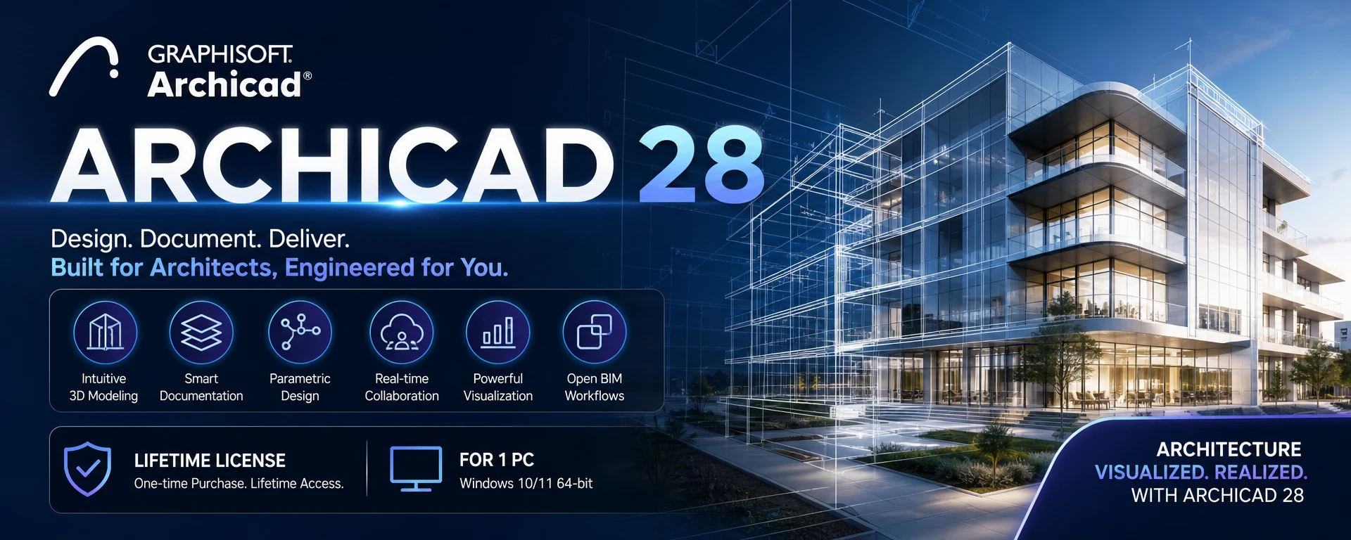 GRAPHISOFT ArchiCAD 28 Lifetime License 1 PC