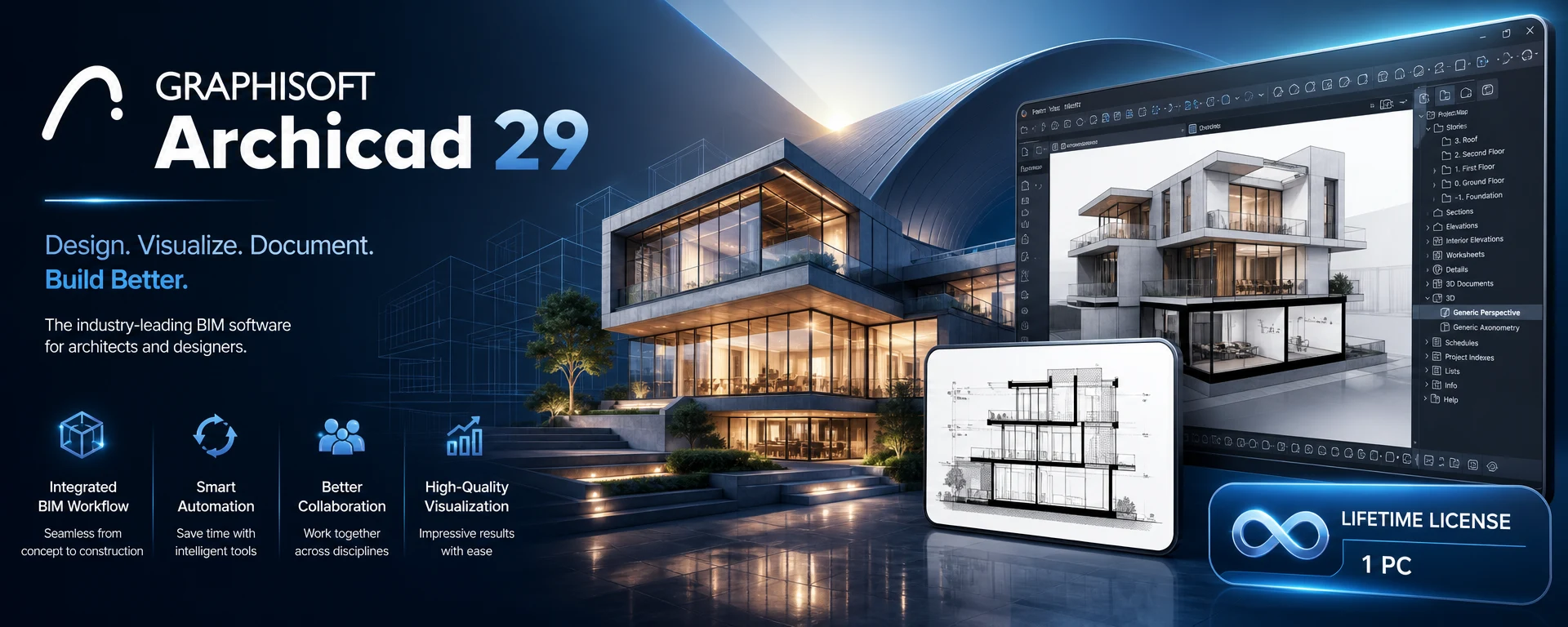 GRAPHISOFT ArchiCAD 29 Lifetime License - 1 PC