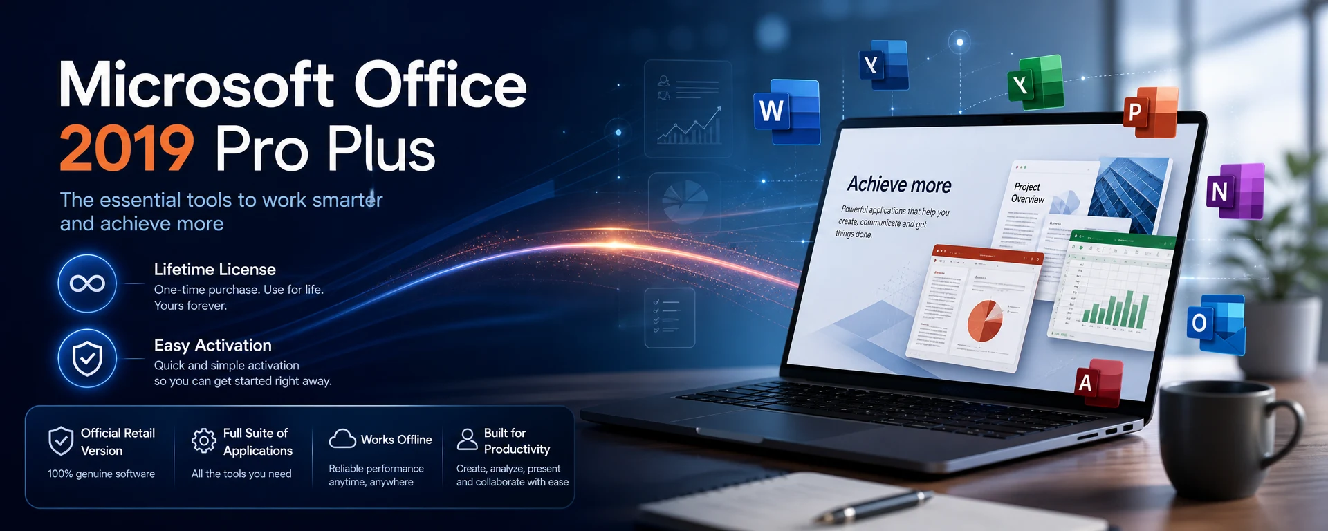 Microsoft Office 2019 Pro Plus – Lifetime License for 1PC