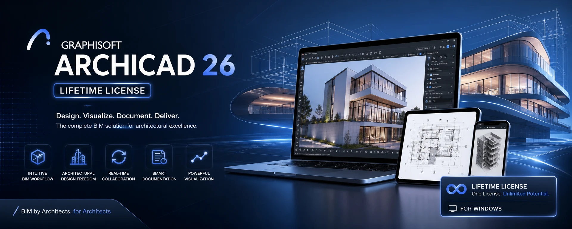 Graphisoft ArchiCad 26 Lifetime License for Windows software box