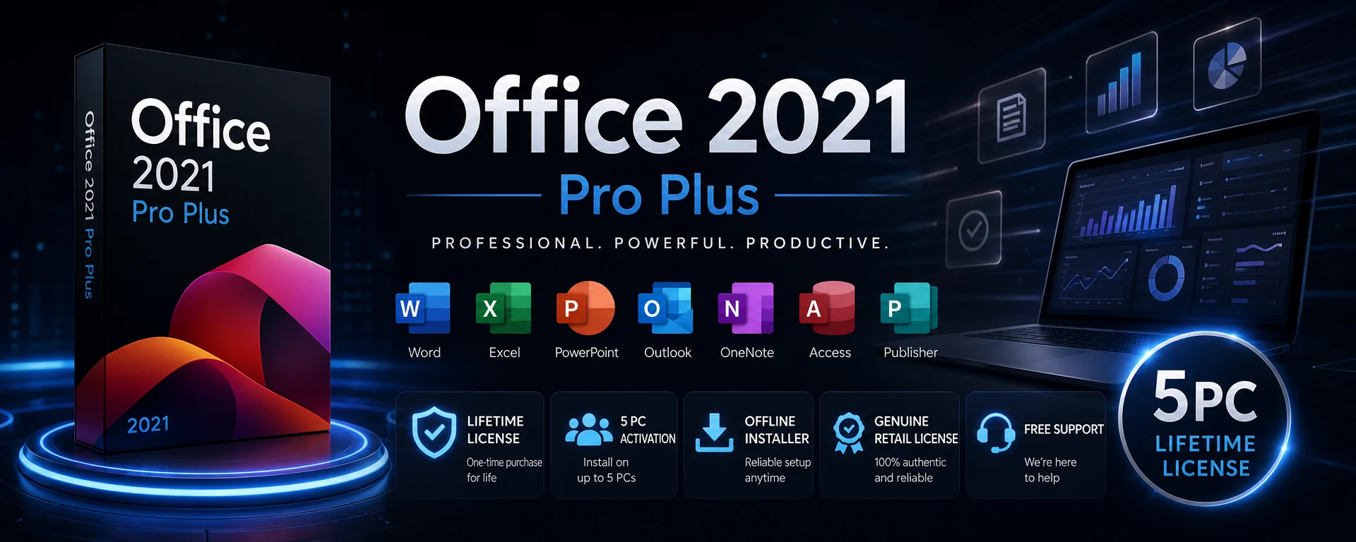 Microsoft Office 2021 Pro Plus 5PC Lifetime License Key