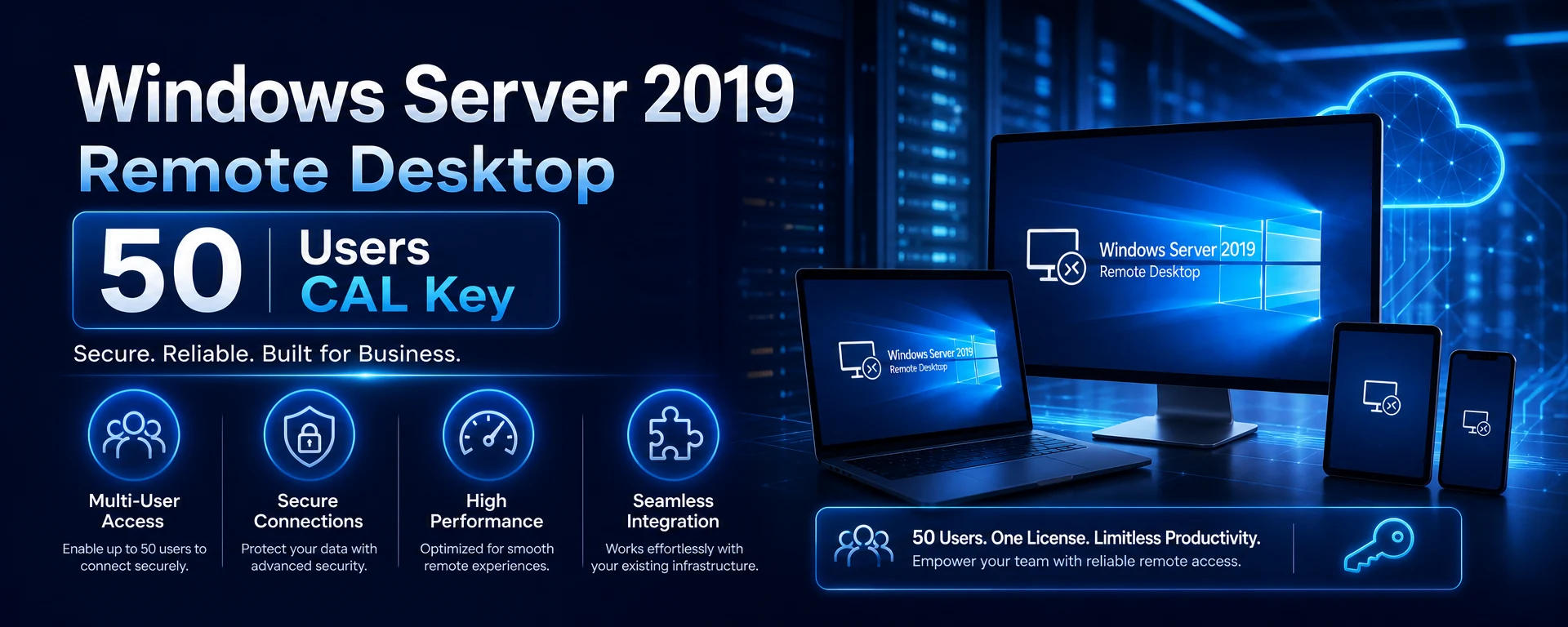 Windows Server 2019 Remote Desktop 50 Users CAL Key