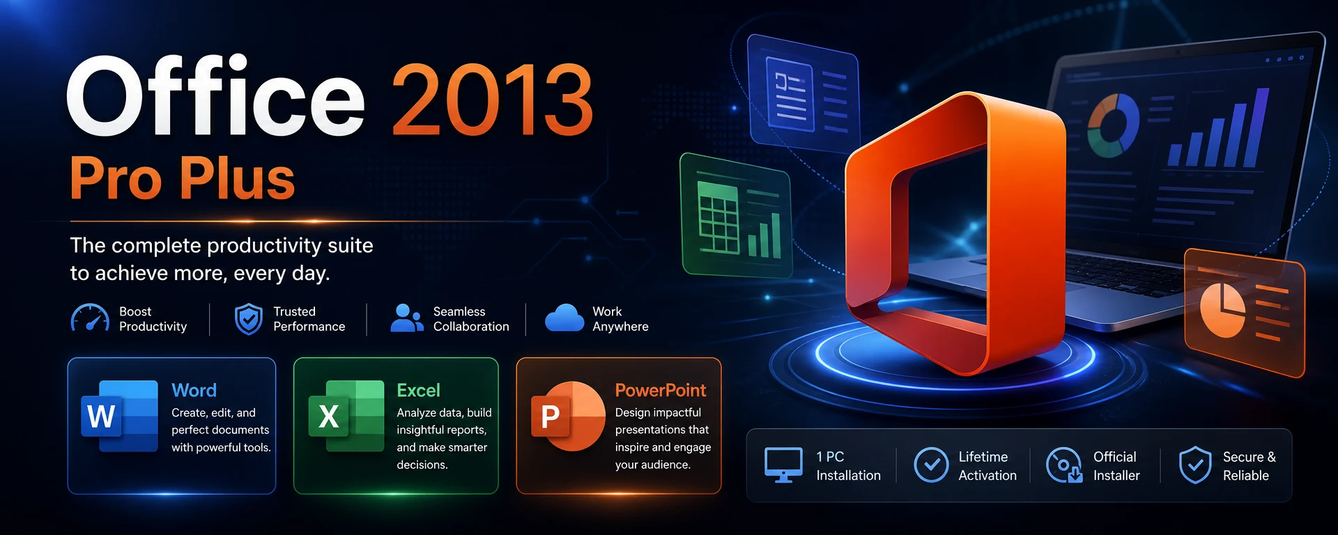 Microsoft Office 2013 Pro Plus Lifetime License Key for 5 PCs