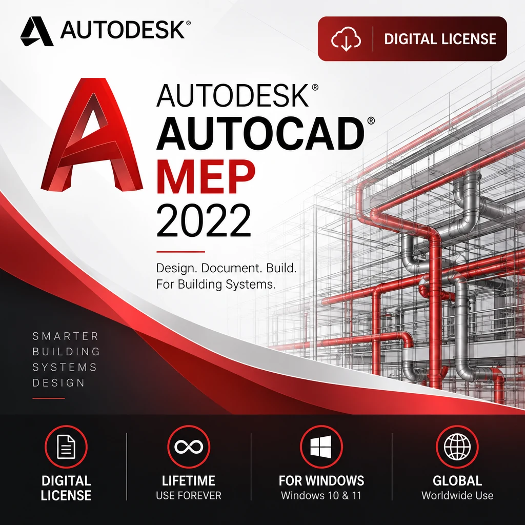 Autodesk AutoCAD MEP 2022 Lifetime License For Windows digital software product