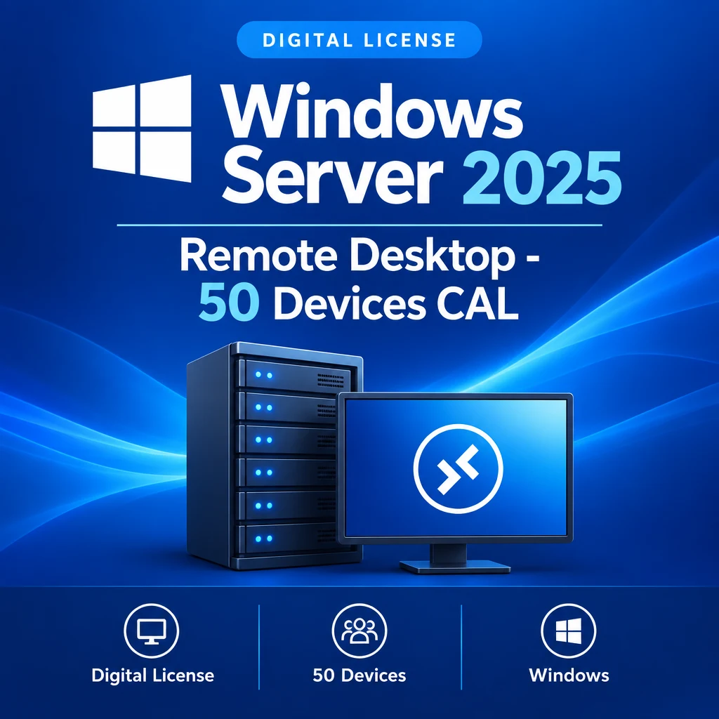 Windows Server 2025 Remote Desktop - 50 Devices CAL digital software product