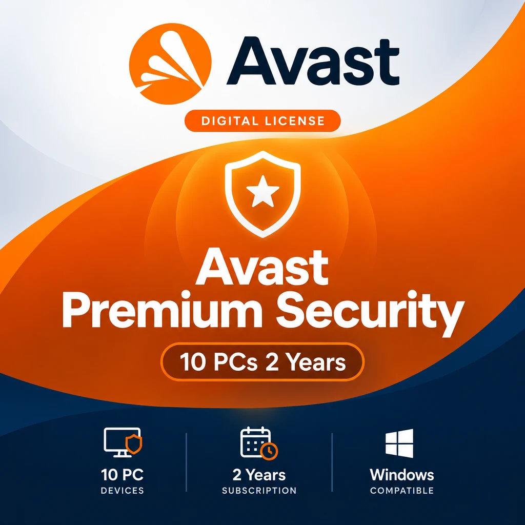 Avast Premium Security 10 PCs 2 Years digital software product