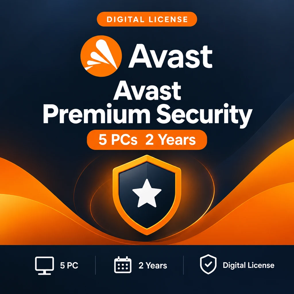 Avast Premium Security 5 PCs 2 Years digital software product