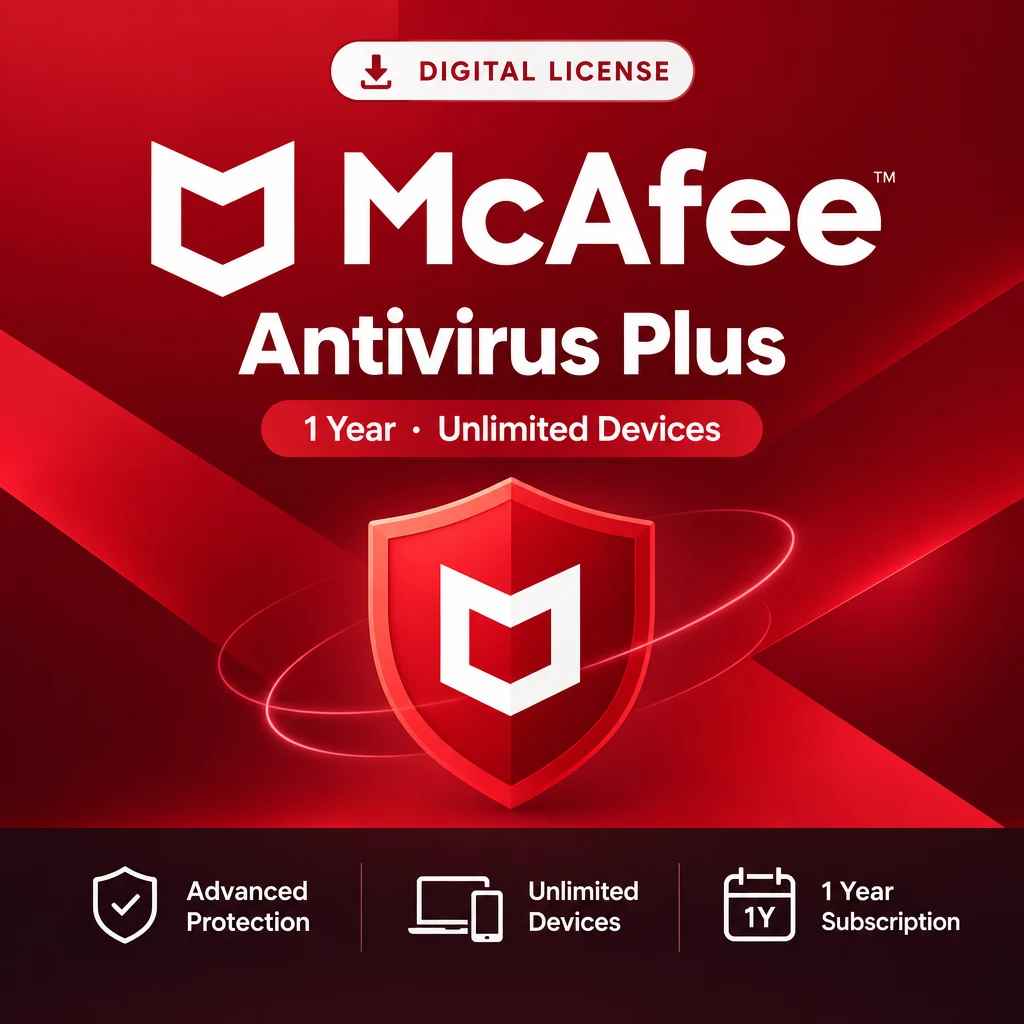 Mcafee Antivirus Plus 1 Year Unlimited Devices digital software product