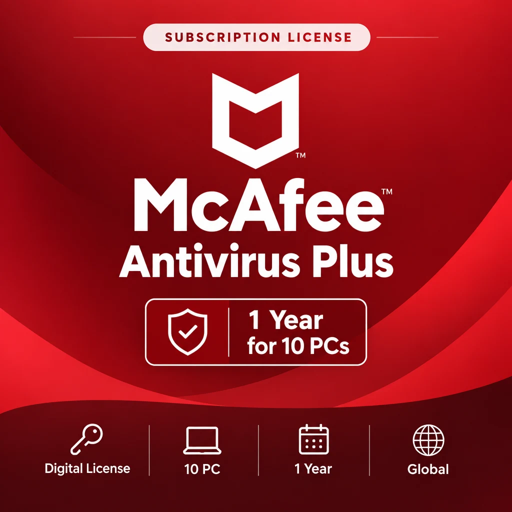 McAfee Antivirus Plus 1 Year 10 PCs digital software product