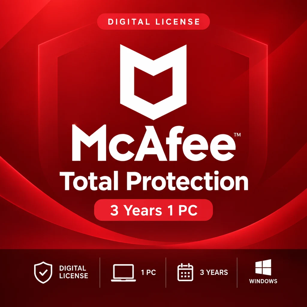Mcafee Total Protection 3 Years 1 PC digital software product