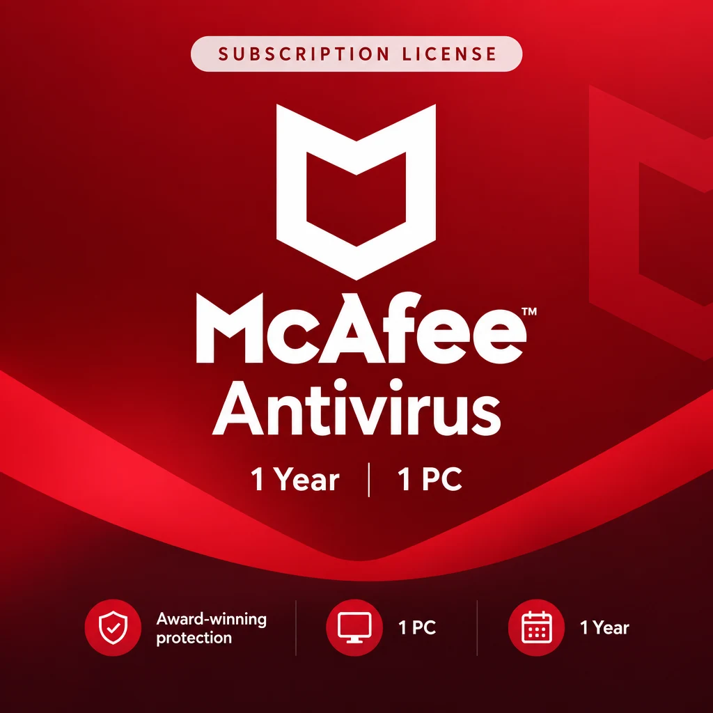 Mcafee Antivirus 1 Year 1 PC digital software product
