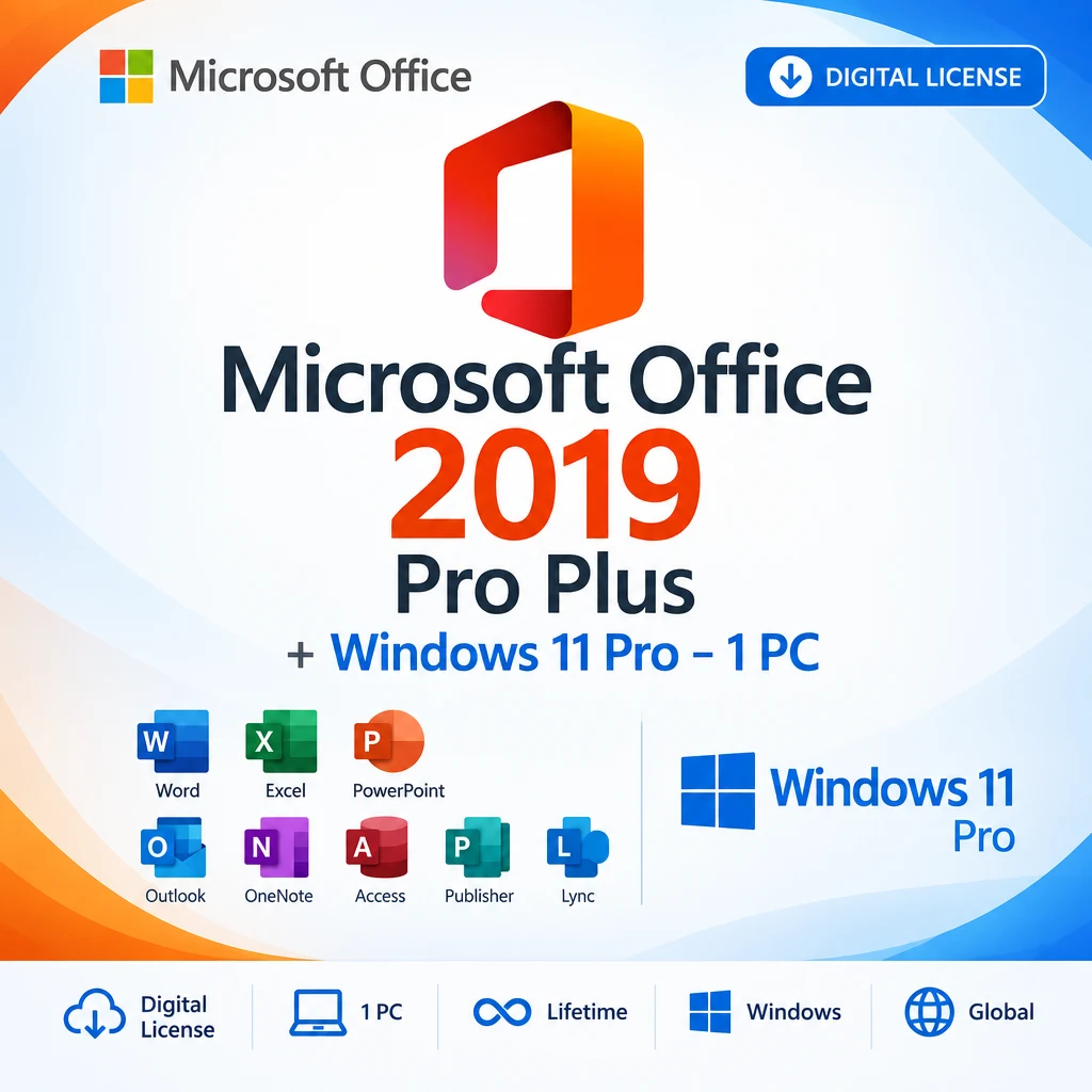 Microsoft Office 2019 Pro Plus‎ + Windows 11 Pro – 1 PC digital software product