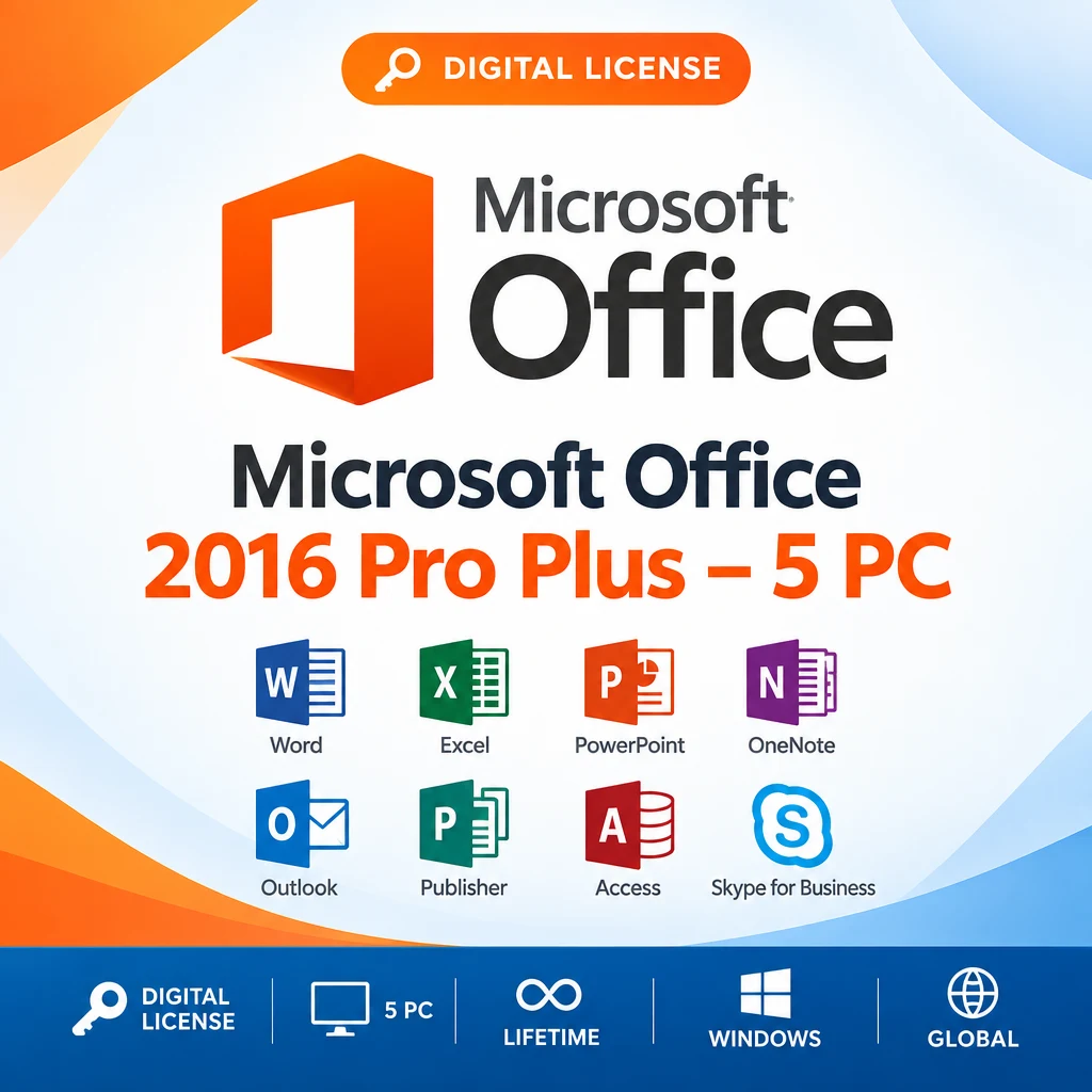 Microsoft Office 2016 Pro Plus – 5 PC digital software product