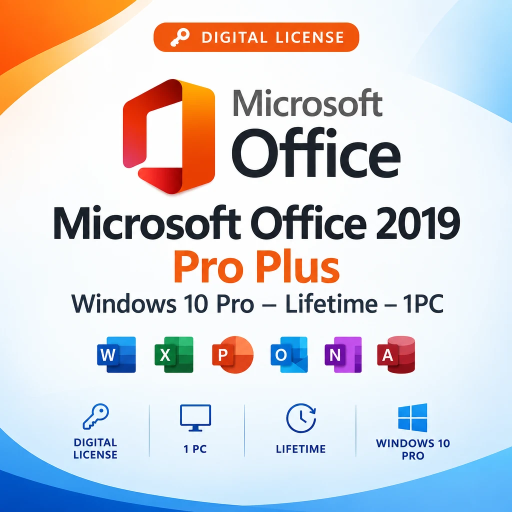 ‎Microsoft Office 2019 Pro Plus   Windows 10 Pro – Lifetime License Key – 1PC digital software product