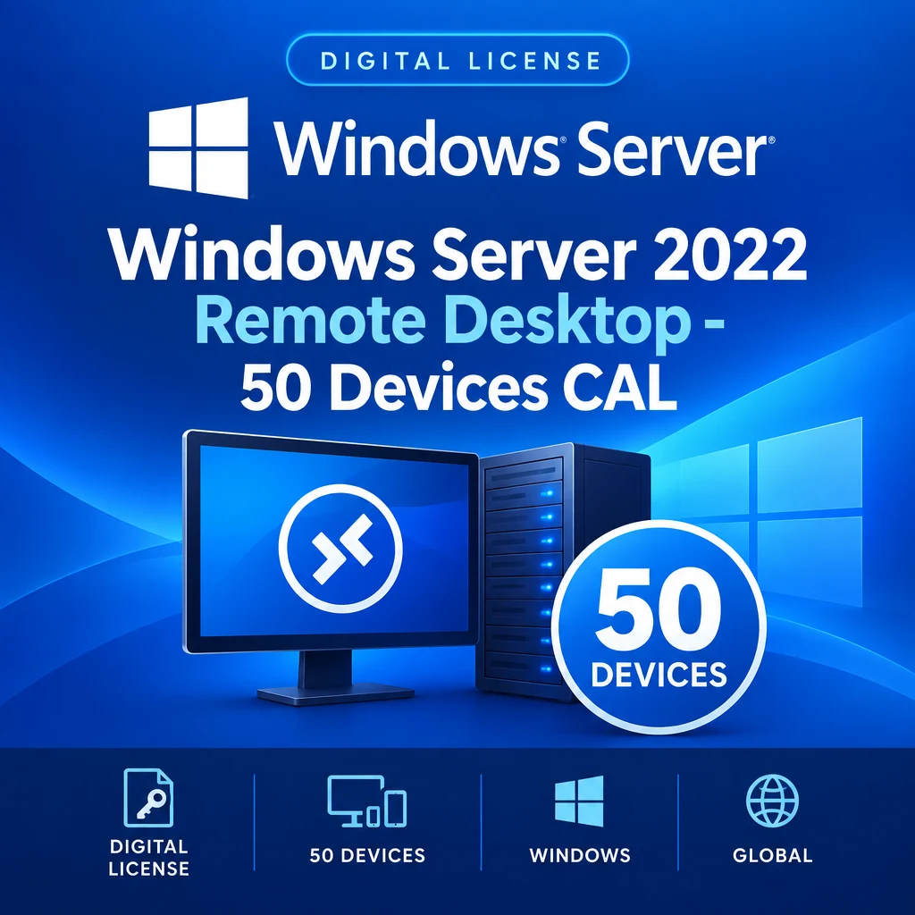 Windows Server 2022 Remote Desktop - 50 Devices CAL digital software product