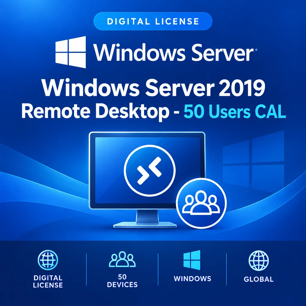Windows Server 2019 Remote Desktop - 50 Users CAL digital software product
