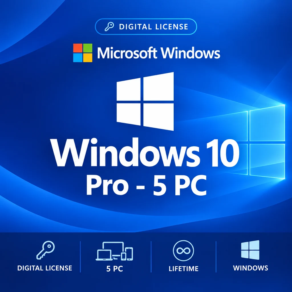 Windows 10 Pro - 5 PC digital software product